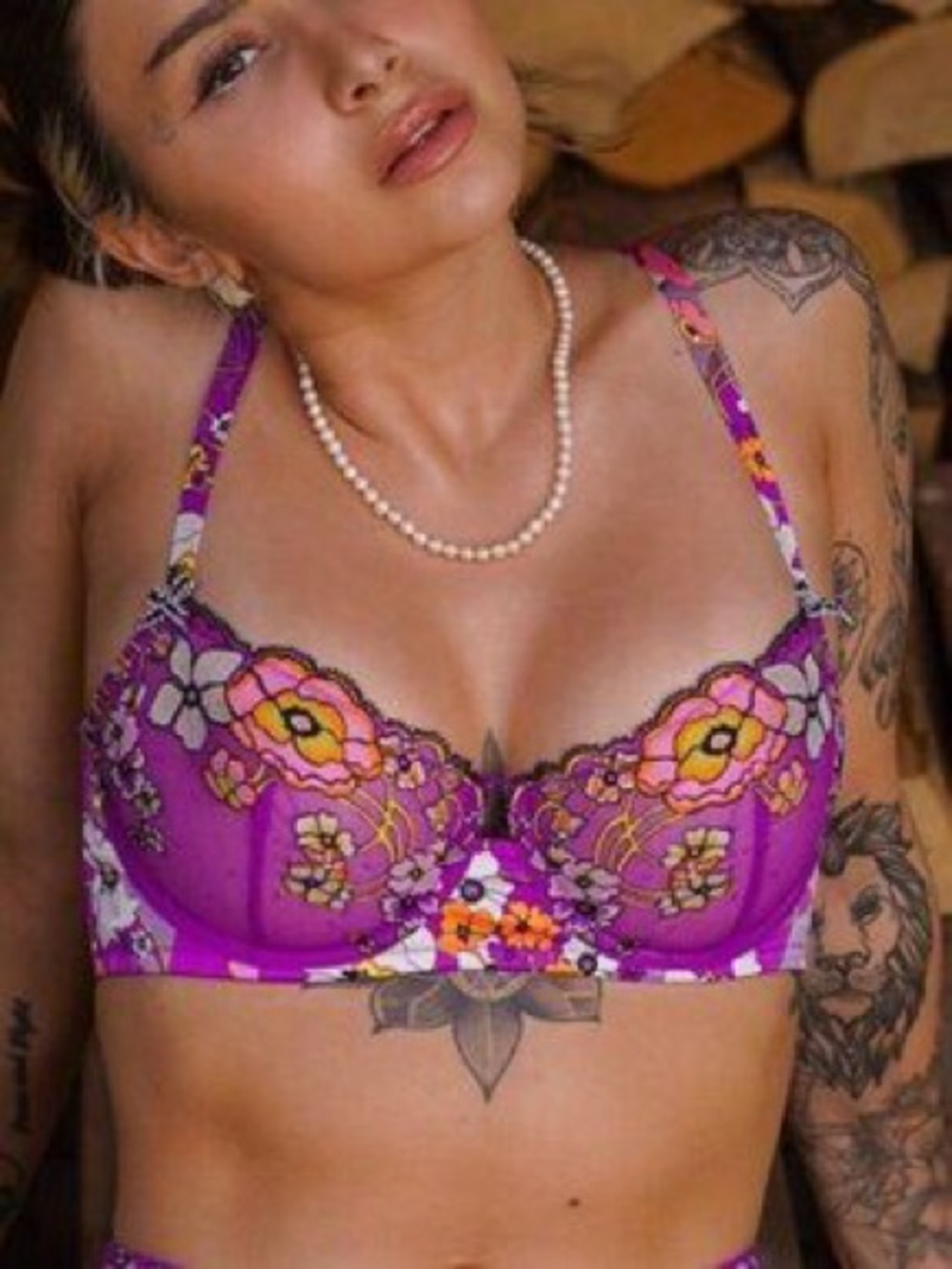Savage X Fenty Purple Floral Embroidered Underwire Bra